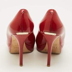 Pre Owned Dior Miss Dior Size 40 Red Patent Leather Peep Toe Pumps