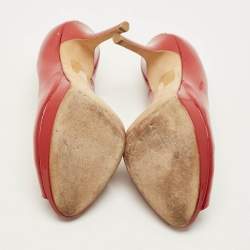 Pre Owned Dior Miss Dior Size 40 Red Patent Leather Peep Toe Pumps