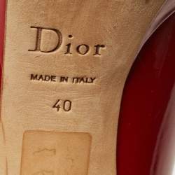 Pre Owned Dior Miss Dior Size 40 Red Patent Leather Peep Toe Pumps