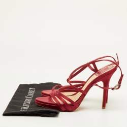 مملوكة م سبقًا Dior Strappy Size 38.5 Red Satin Slingback Platform Sandals