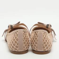 Pre Owned Dior J'Adior Size 37 Beige Mesh Ballet Flats
