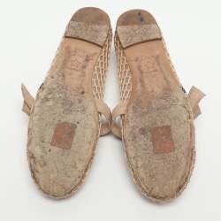 Pre Owned Dior J'Adior Size 37 Beige Mesh Ballet Flats
