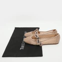 Pre Owned Dior J'Adior Size 37 Beige Mesh Ballet Flats
