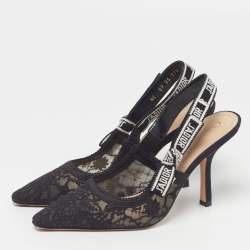 مملوكة مسبقًا Dior J'Adior Size 37.5 Black Mesh and Net Slingback Pumps
