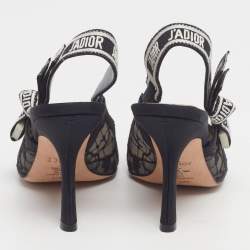 مملوكة مسبقًا Dior J'Adior Size 37.5 Black Mesh and Net Slingback Pumps