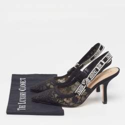 مملوكة مسبقًا Dior J'Adior Size 37.5 Black Mesh and Net Slingback Pumps