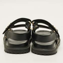 Pre Owned Dior Dioract Size 39.5 Black Leather Slingback Sandals