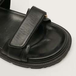 Pre Owned Dior Dioract Size 39.5 Black Leather Slingback Sandals