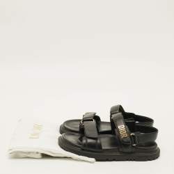 Pre Owned Dior Dioract Size 39.5 Black Leather Slingback Sandals