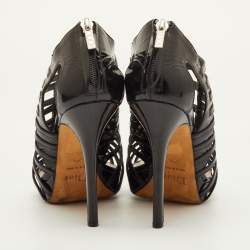 Pre Owned Dior Caged Size 36.5 Black Patent Leather Strappy Platform Sandals