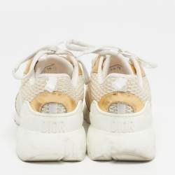 مملوكة مسبقًا Dior D-Connect Size 38 White/Gold Fabric and PVC Low Top Sneakers