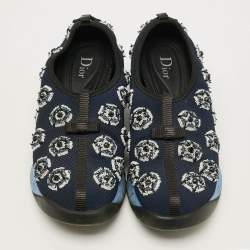 Pre Owned حذاء رياضي ديور فيوجين قماش أزرق شبكة مزخرف مقاس 38