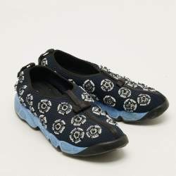 Pre Owned حذاء رياضي ديور فيوجين قماش أزرق شبكة مزخرف مقاس 38