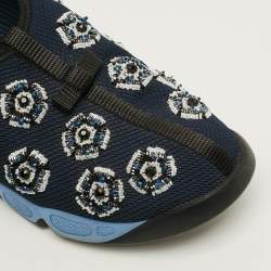 Pre Owned حذاء رياضي ديور فيوجين قماش أزرق شبكة مزخرف مقاس 38