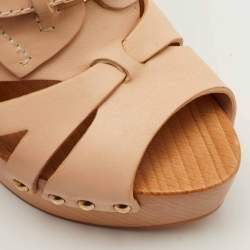مملوكة مسبقًا Dior Size 37 Beige Leather Wooden Platform Clogs