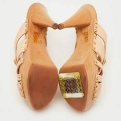 مملوكة مسبقًا Dior Size 37 Beige Leather Wooden Platform Clogs