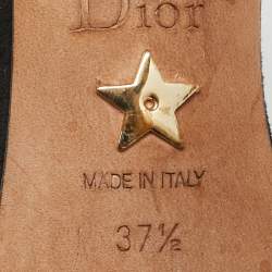 Pre Owned Dior Dway Size 37.5 Black Canvas Crystal Embellished Ankle Strap Sandals