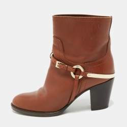 مملوكة مسبقًا حذاء بوت بطول الكاحل ديور جلد بني كاوبوي مقاس 36.5