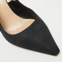 Pre Owned حذاء كعب عالي ديور جادور قماش أسود بحزام خلفي للكاحل مقاس 36.5