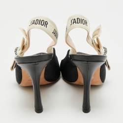 Pre Owned حذاء كعب عالي ديور جادور قماش أسود بحزام خلفي للكاحل مقاس 36.5