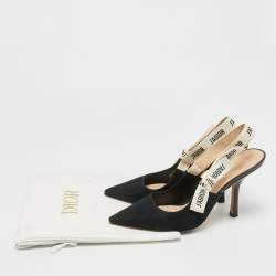 Pre Owned حذاء كعب عالي ديور جادور قماش أسود بحزام خلفي للكاحل مقاس 36.5