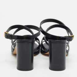 Pre Owned Dior D-dior Size 38.5 Black Leather Ankle Strap Sandals