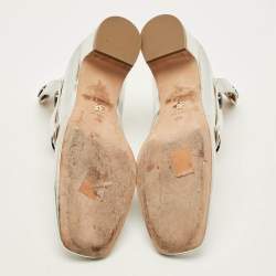 Pre Owned Dior D-Doll Size 40.5 Silver Foil Leather Mary Jane Pumps