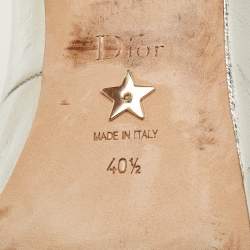 Pre Owned Dior D-Doll Size 40.5 Silver Foil Leather Mary Jane Pumps