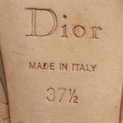 Pre Owned Dior Lovely Size 37.5 Beige Leather Peep Toe Pumps