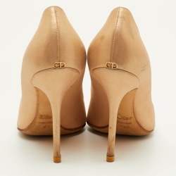 Pre Owned Dior Cherie Size 39.5 Metallic Gold Fabric Pointed Toe Pumps