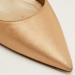 Pre Owned Dior Cherie Size 39.5 Metallic Gold Fabric Pointed Toe Pumps