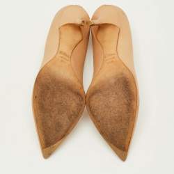 Pre Owned Dior Cherie Size 39.5 Metallic Gold Fabric Pointed Toe Pumps