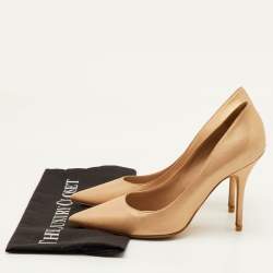 Pre Owned Dior Cherie Size 39.5 Metallic Gold Fabric Pointed Toe Pumps