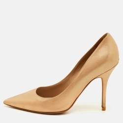 Pre Owned Dior Cherie Size 39.5 Metallic Gold Fabric Pointed Toe Pumps