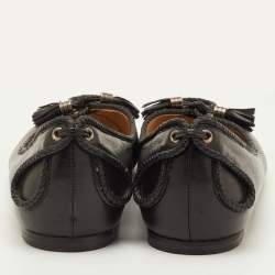 Pre Owned Dior Tassel Size 38.5 Black Leather Ballet Flats