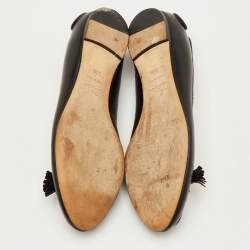 Pre Owned Dior Tassel Size 38.5 Black Leather Ballet Flats