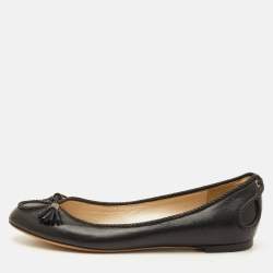 Pre Owned Dior Tassel Size 38.5 Black Leather Ballet Flats