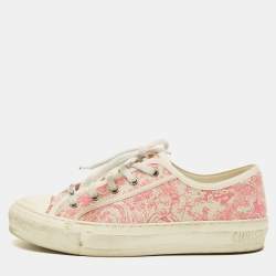 Pre Owned Dior Walk'n'Dior Size 37 Brush Pink/White Jacquard Low Top Sneakers