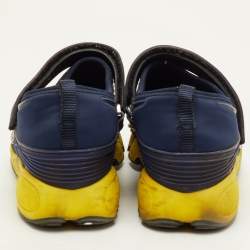 Pre Owned Dior Fusion Size 39.5 Navy Blue Neoprene and Rubber Crystal Embellished Slip On Sneakers