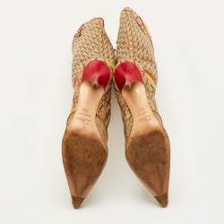 Pre Owned Dior Rasta Size 38.5 Beige/Brown Diorissimo Canvas Web Detail Knee Length Boots