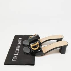 Pre Owned Dior C'est Dior Size 38 Black Patent Leather Slide Sandals