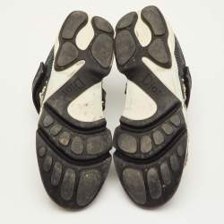 مملوكة مسبقًا Dior Fusion Size 37 Grey Neoprene and Rubber Crystal Embellished Slip On Sneakers