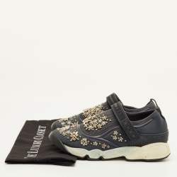 مملوكة مسبقًا Dior Fusion Size 37 Grey Neoprene and Rubber Crystal Embellished Slip On Sneakers