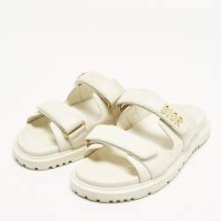 مملوكة مسبقًا صندل ديور حزام كاحل جلد بيج مقاس 39