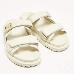 مملوكة مسبقًا صندل ديور حزام كاحل جلد بيج مقاس 39