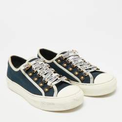 مملوكة مسبقًا حذاء رياضي ديور قماش أزرق بحري Walk'n'Dior عنق منخفض مقاس 38