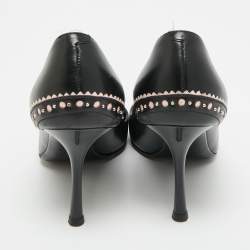 Pre Owned Dior Bow Size 37.5 Black/Pink Leather Bow Pointed Toe Pumps