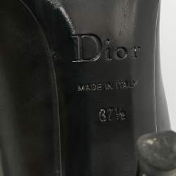 Pre Owned Dior Bow Size 37.5 Black/Pink Leather Bow Pointed Toe Pumps