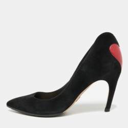 Pre Owned Dior Size 38.5 Black/Red Leather and Suede Pointed Toe Pumps