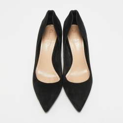 Pre Owned Dior Size 38.5 Black/Red Leather and Suede Pointed Toe Pumps